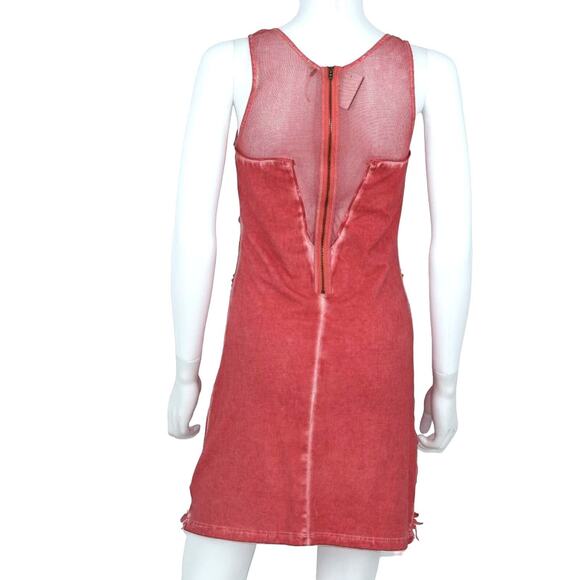 Free People Pink Mesh Beaded Boho Butterfly V Neck Mini Dress Size Small - Picture 3 of 5